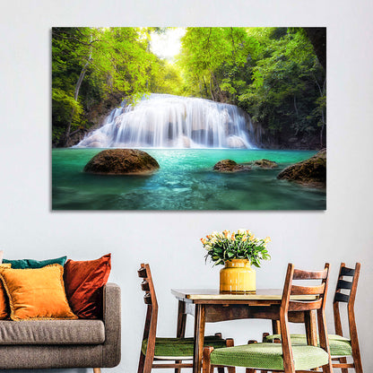Erawan Falls Turquoise Waterfall Wall Art