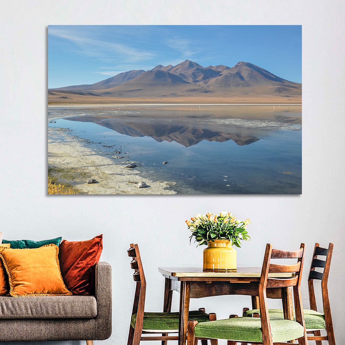 Sur Lipez Salt Lake Reflection Wall Art in a room, landscape
