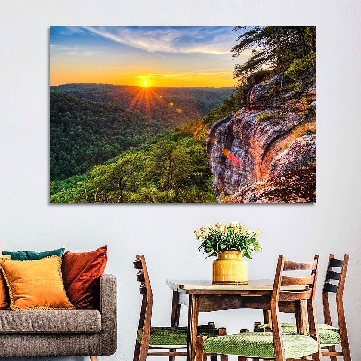 Big South Fork Gorge Sunset Wall Art in a room, landscape
