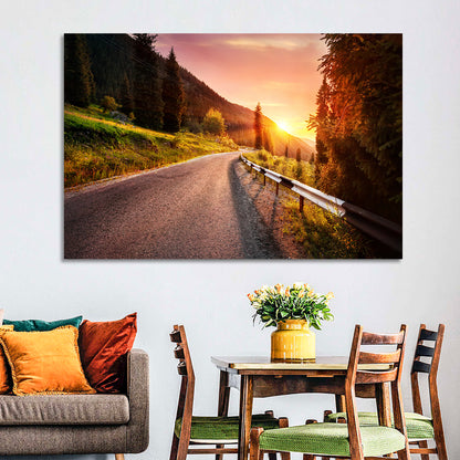 Golden Hour Mountain Road Wall Art