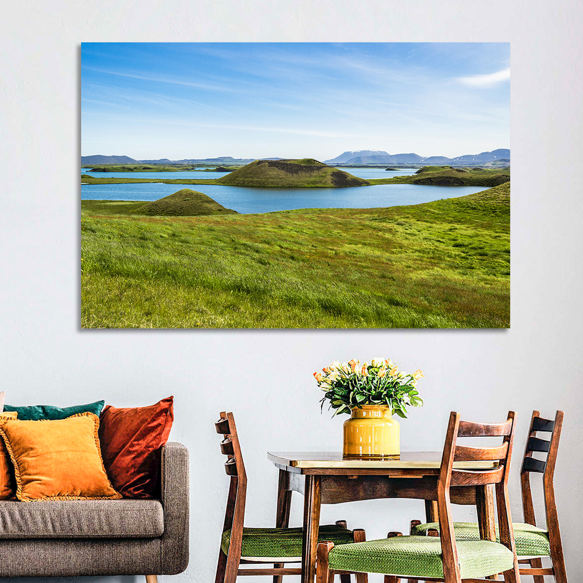 Mývatn Pseudocraters Wall Art in a room, landscape