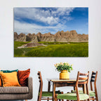 Badlands Meadow and Rock Formations Wall Art