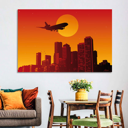 Tri Jet Sunset Skyline Wall Art