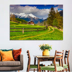 Alpine Meadow Cabin, Swiss Alps Wall Art