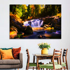 Autumn Mountain Waterfall Wall Art