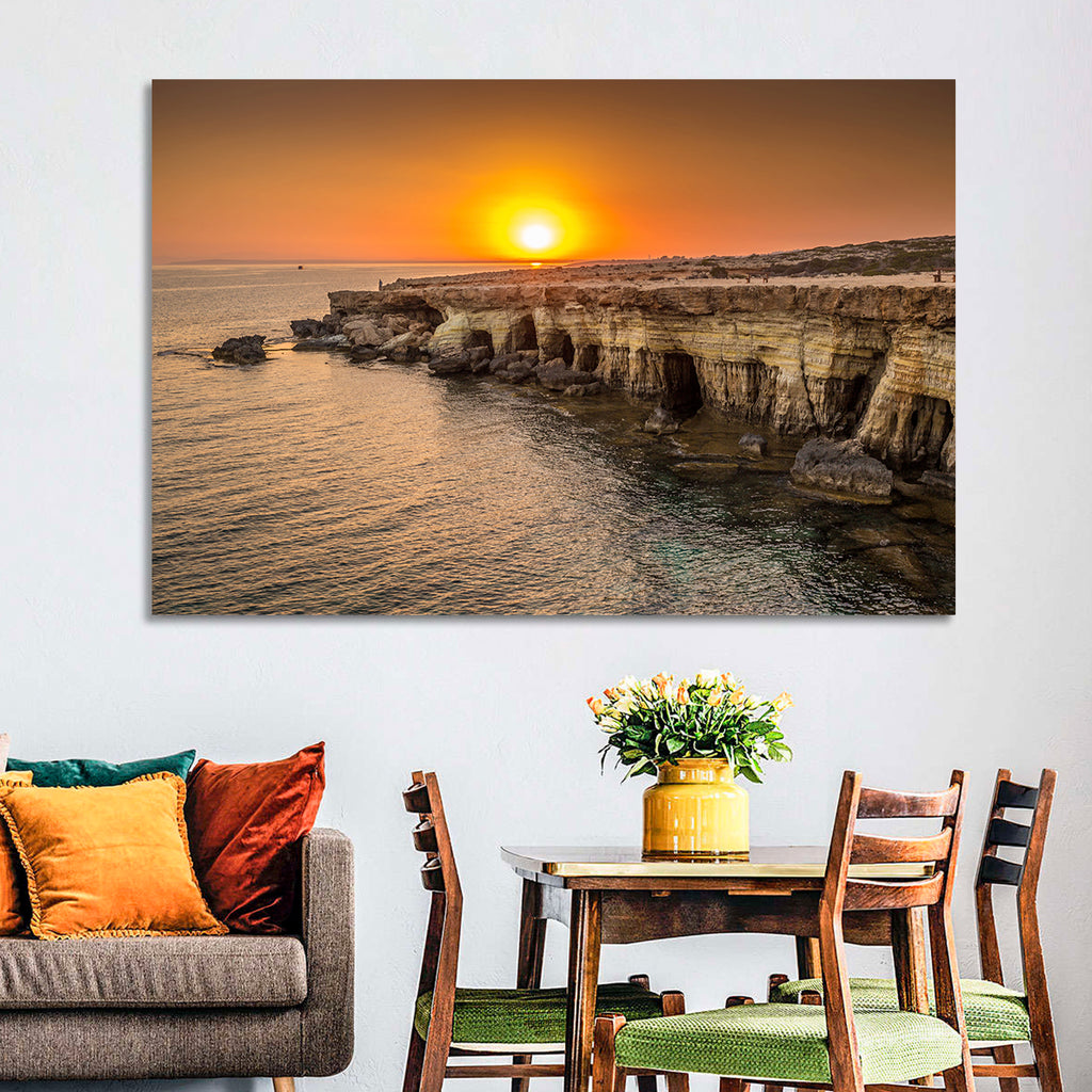 Sunset Over Sea Caves Wall Art