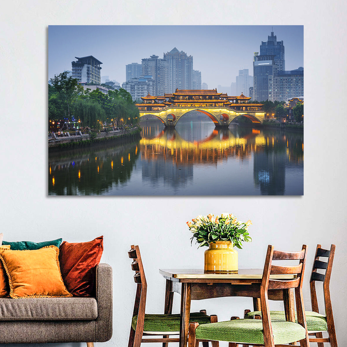 Anshun Bridge at Twilight Wall Art in a room, landscape