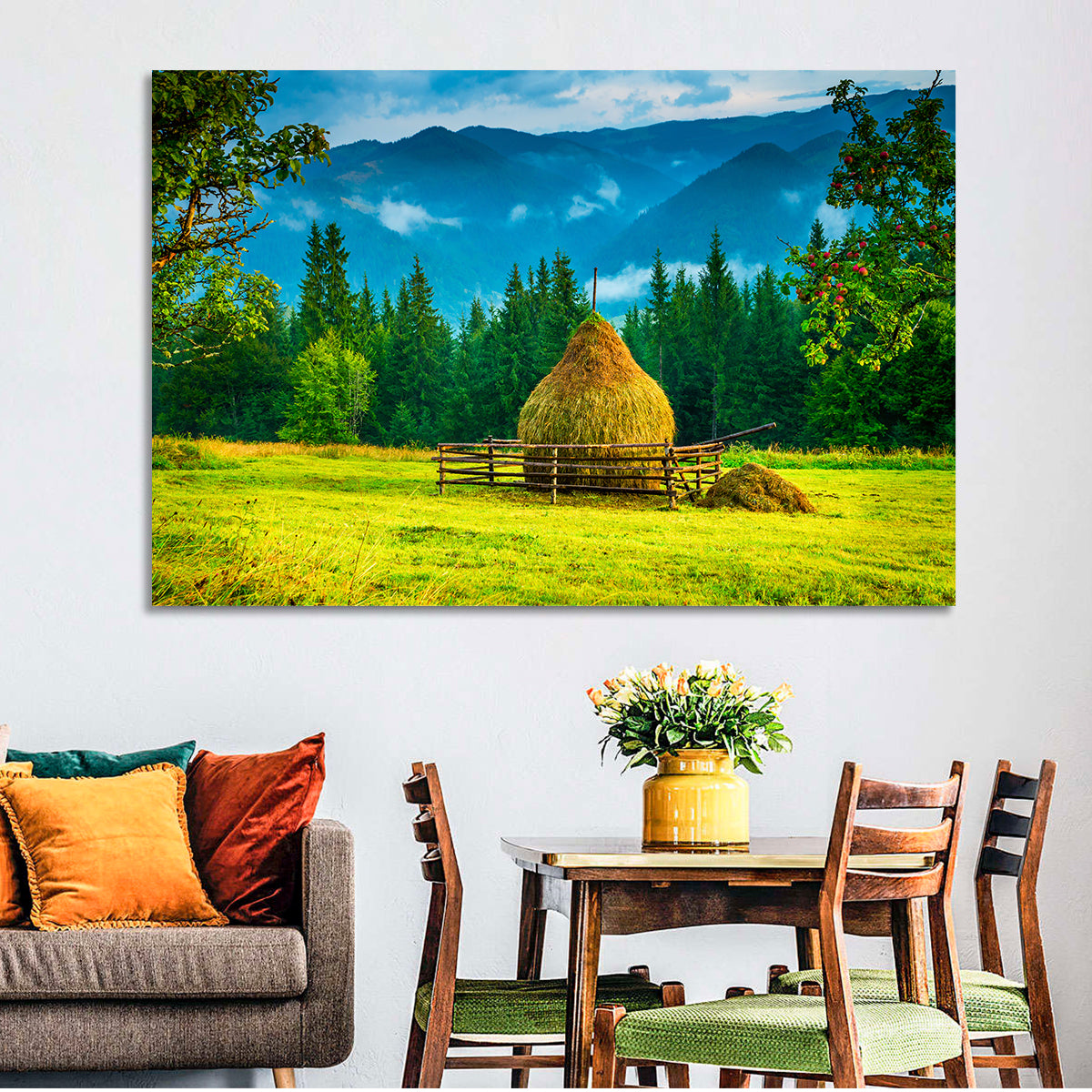 Haystack in Mountain Meadow Wall Art