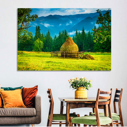 Haystack in Mountain Meadow Wall Art