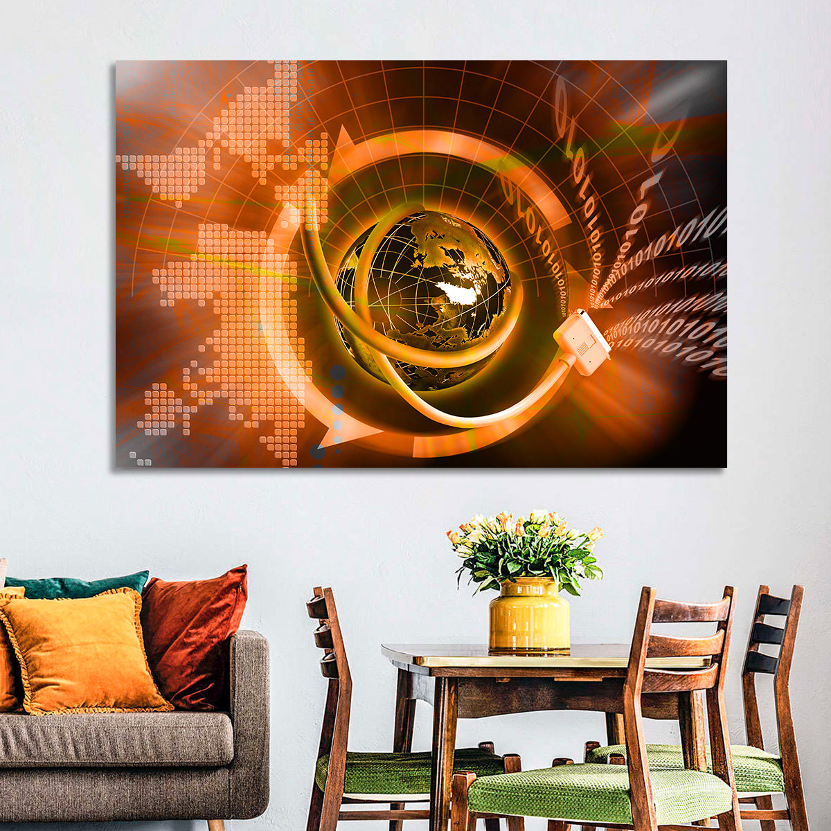 Digital Connectivity Globe Wall Art in a room, landscape