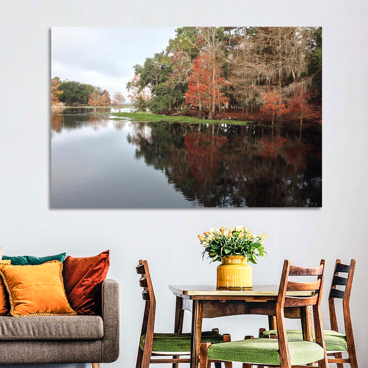 Autumn Lake Reflection Wall Art
