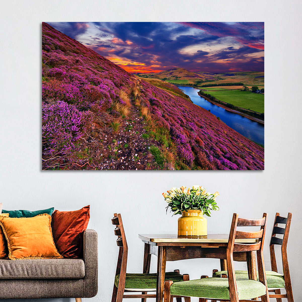 Pentland Hills Heather, Edinburgh Wall Art in a room, landscape