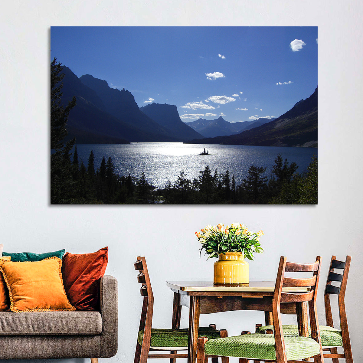 Wild Goose Island, St. Mary Lake Wall Art in a room, landscape