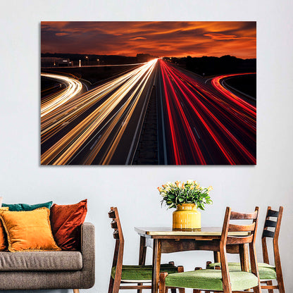 City Traffic Light Trails Wall Art