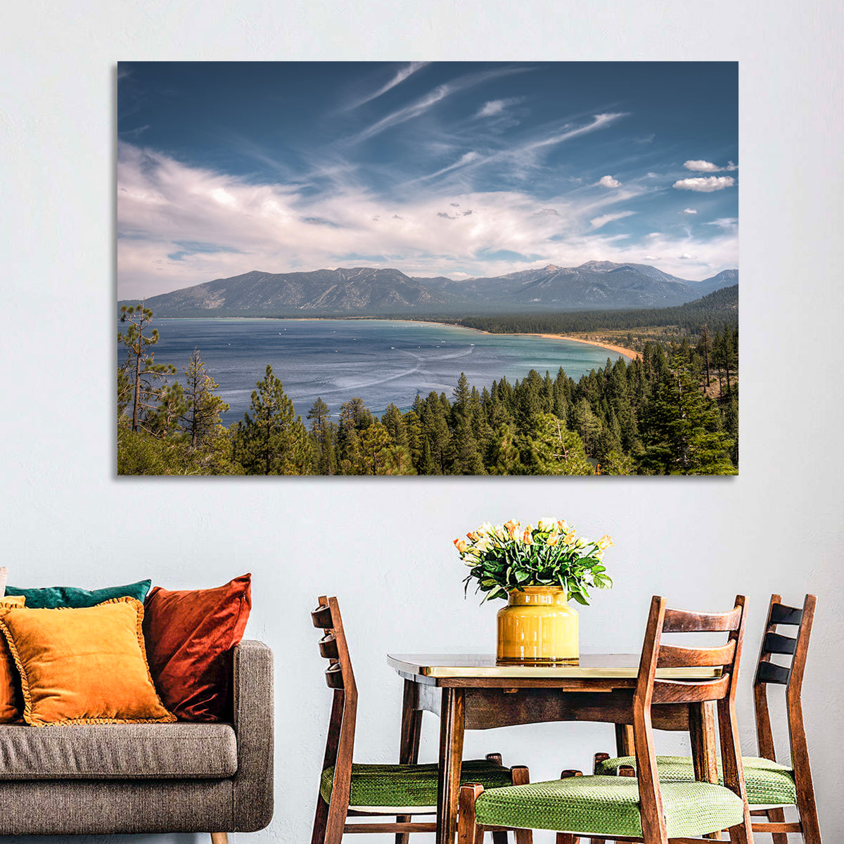 Pines Above a Blue Lake Wall Art