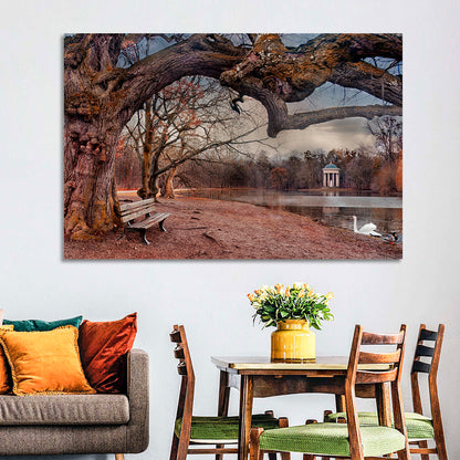 Autumn Pavilion with Swan Wall Art