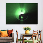 Green Glowing Yin Yang Wall Art