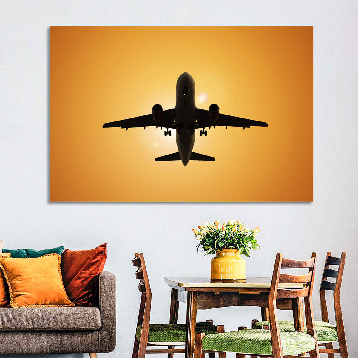 Sunset Jet Silhouette Wall Art
