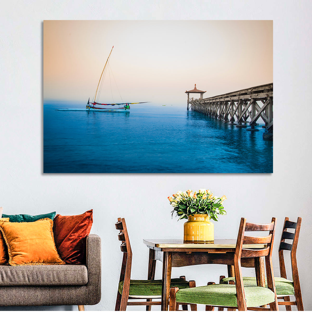 Outrigger Boat and Pier Wall Art