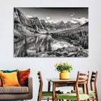 Moraine Lake Monochrome Mountain Landscape Wall Art