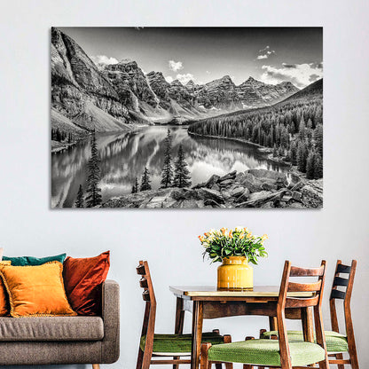 Moraine Lake Monochrome Mountain Landscape Wall Art