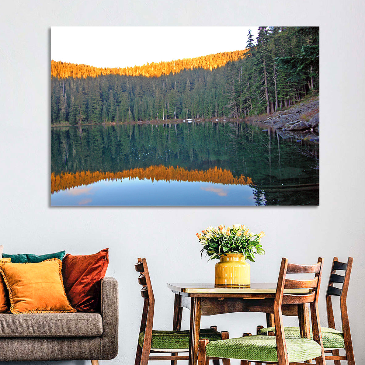 Golden Hour Lake Reflection Wall Art