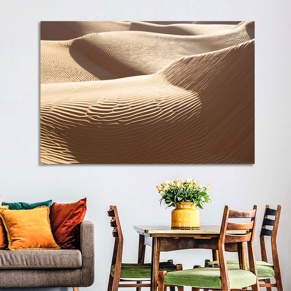 Sahara Sand Dunes Close-up Wall Art in a room, landscape