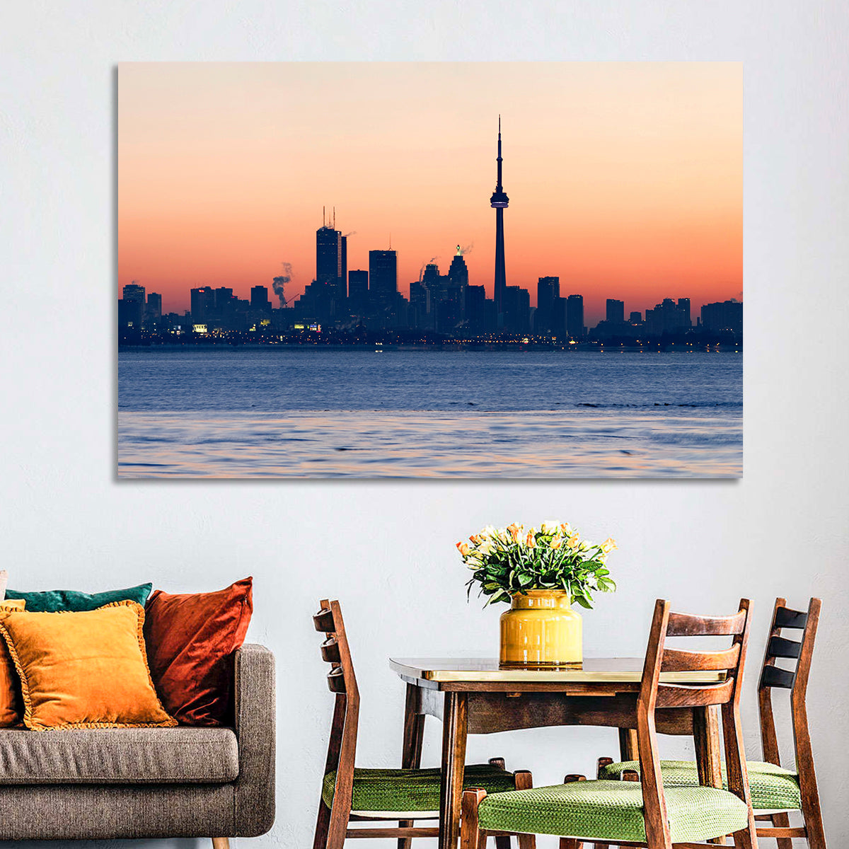 Toronto Dusk Skyline with Cn Tower Wall Art