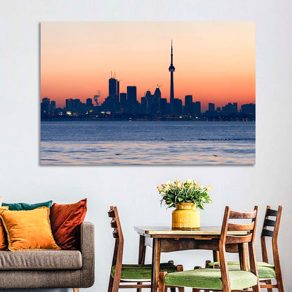 Toronto Dusk Skyline with Cn Tower Wall Art