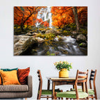 Autumn Forest Waterfall Wall Art