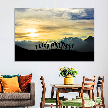 Golden Team Silhouettes at Sunset Wall Art