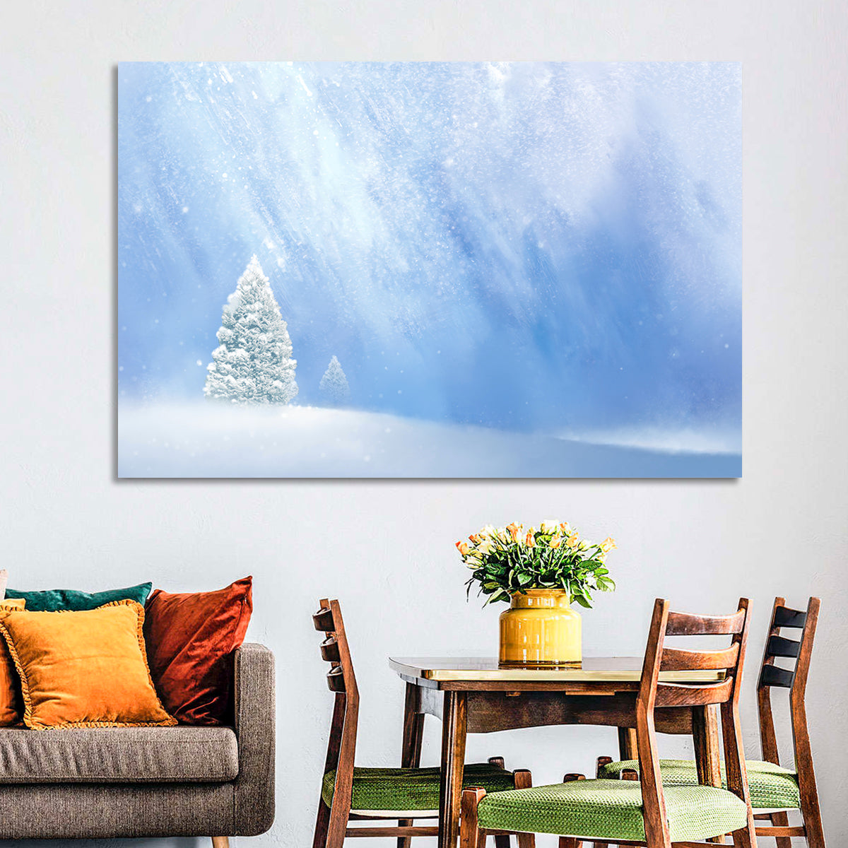 Two Snowy Evergreens Wall Art