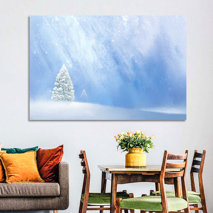 Two Snowy Evergreens Wall Art