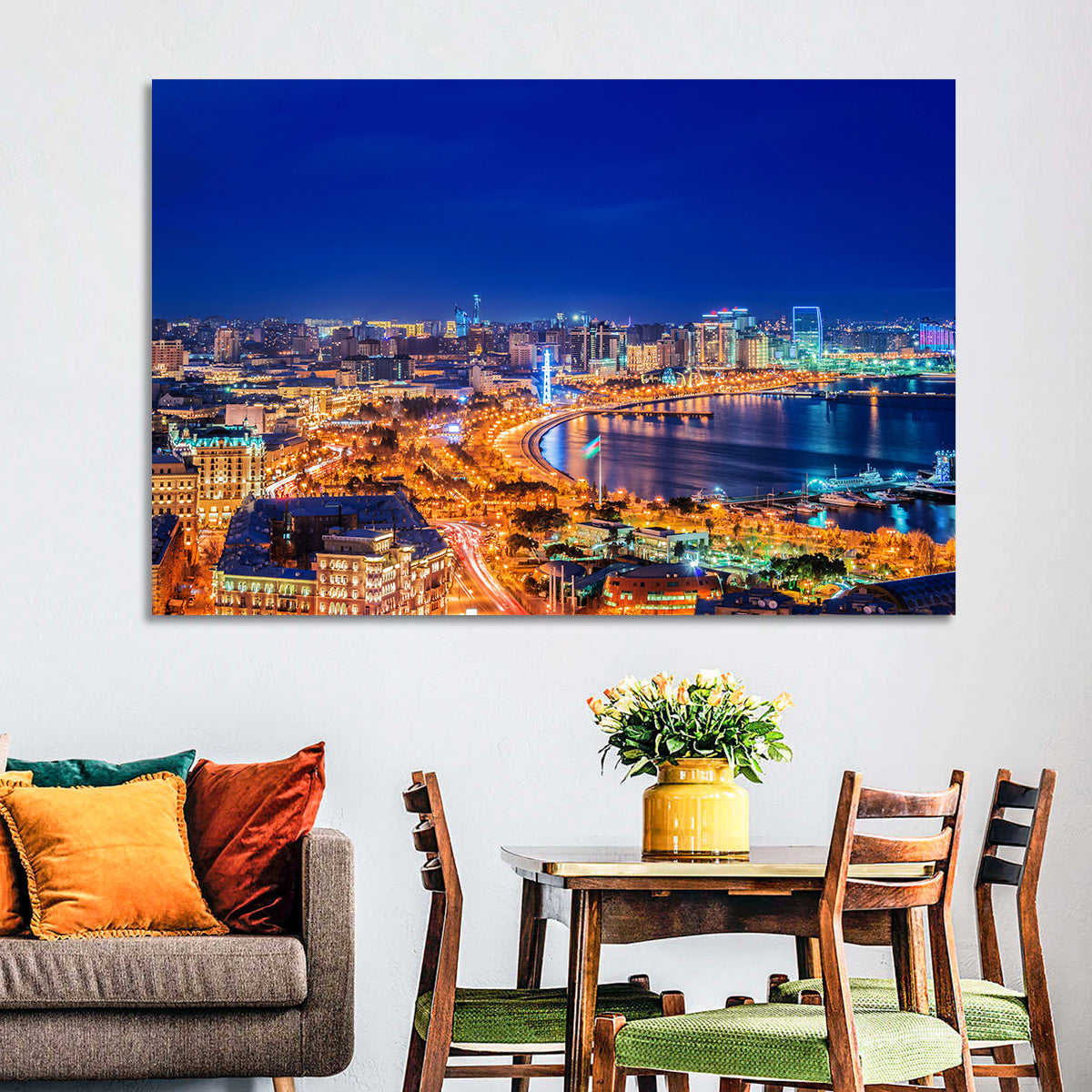 Baku Night Skyline Wall Art