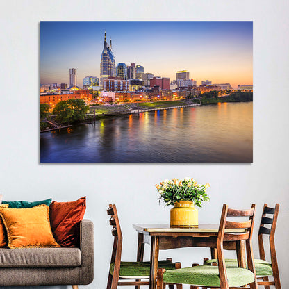 Nashville Skyline Over the Cumberland River Wall Art