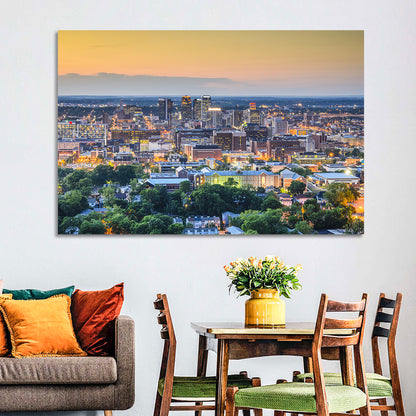 Birmingham Skyline at Golden Hour Wall Art