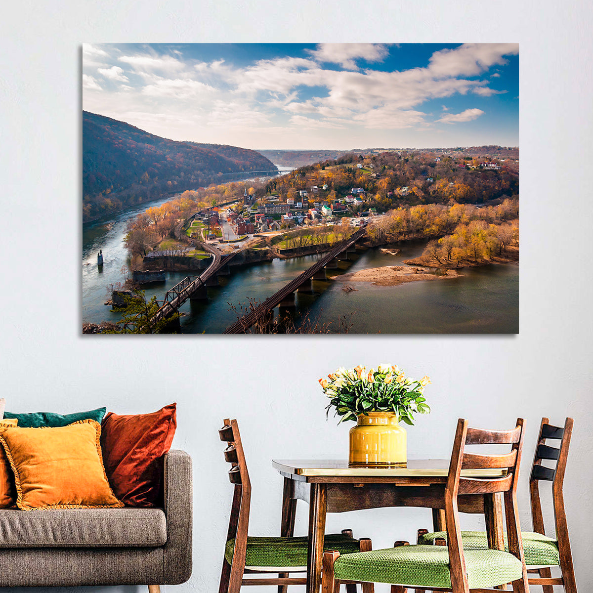 Maryland Heights Over Harpers Ferry Wall Art in a room, landscape