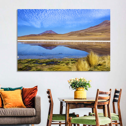 Red Lagoon Flamingo Reflection Wall Art