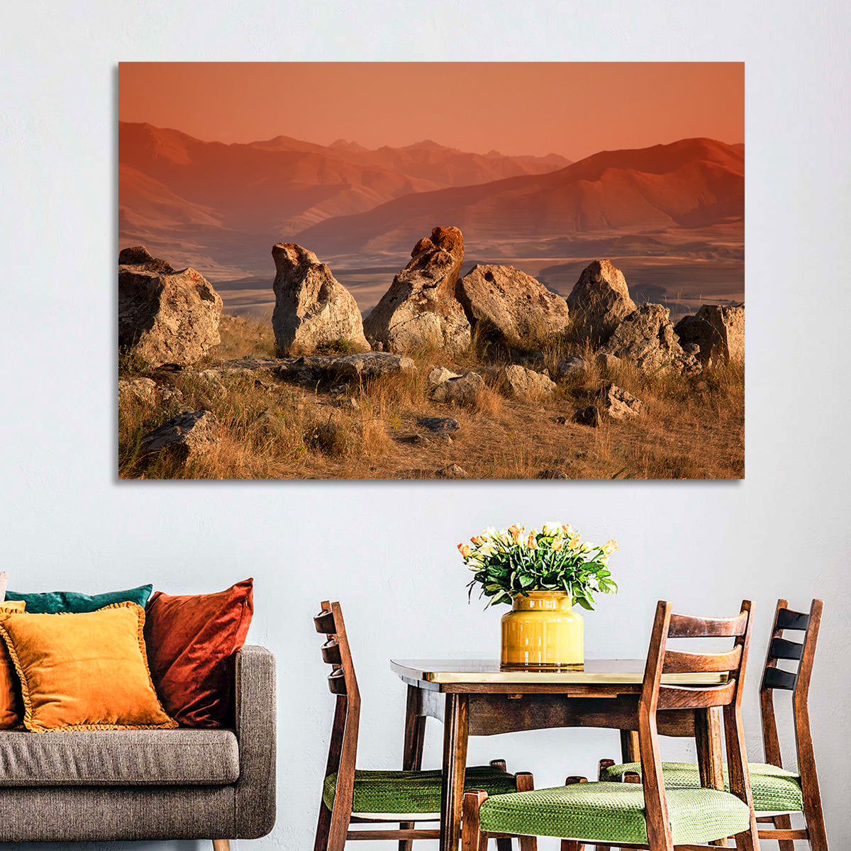 Karahunj Rocky Ridge at Sunset Wall Art in a room, landscape