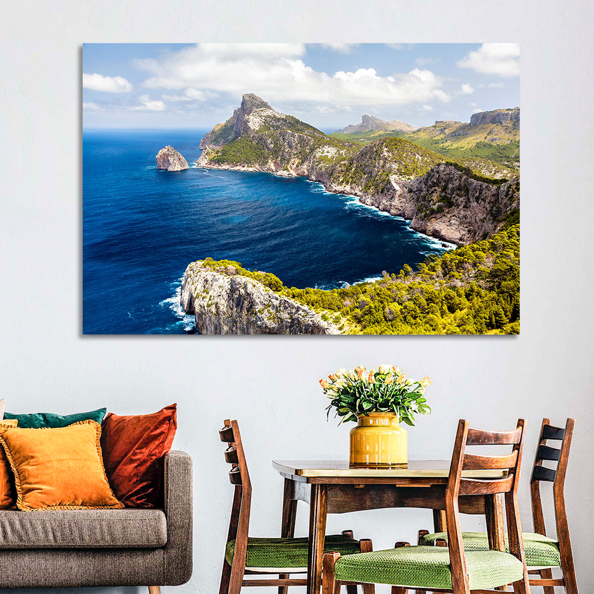 Cap De Formentor Cliffs Wall Art in a room, landscape