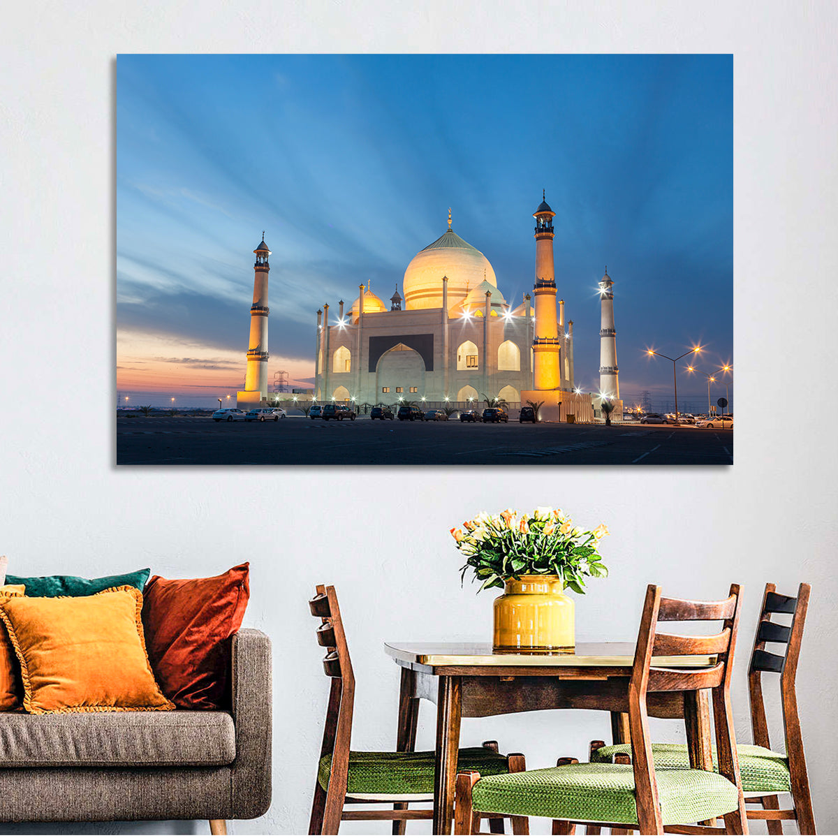 Siddiqa Fatima Zahra Mosque at Dusk Wall Art in a room, landscape