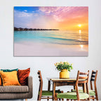 Overwater Bungalows at Sunset Wall Art