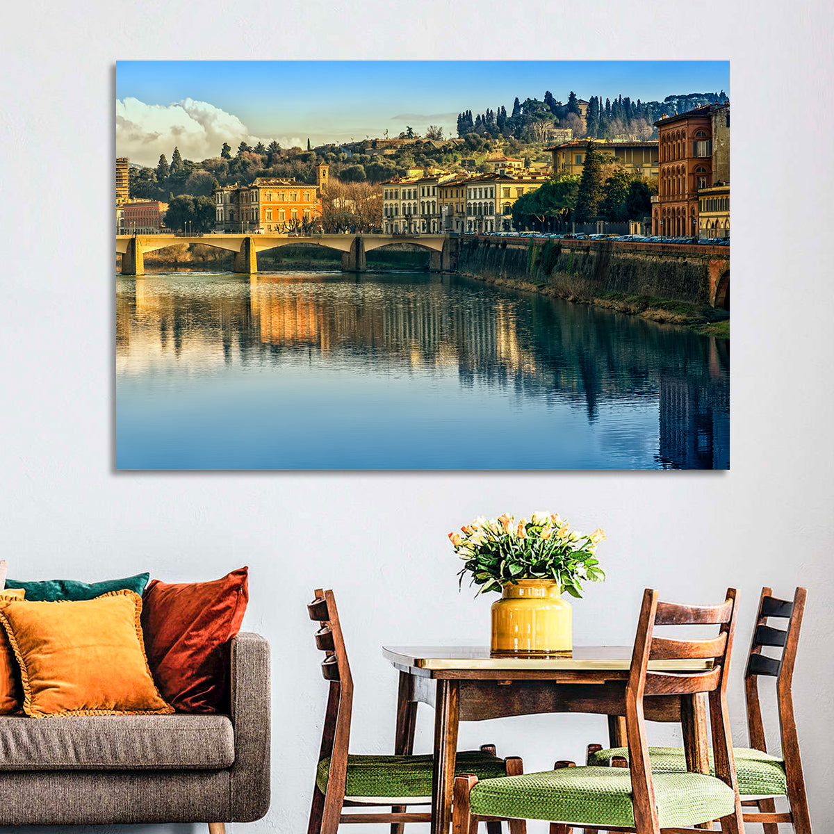 Golden Hour Florence Over the Arno River Wall Art