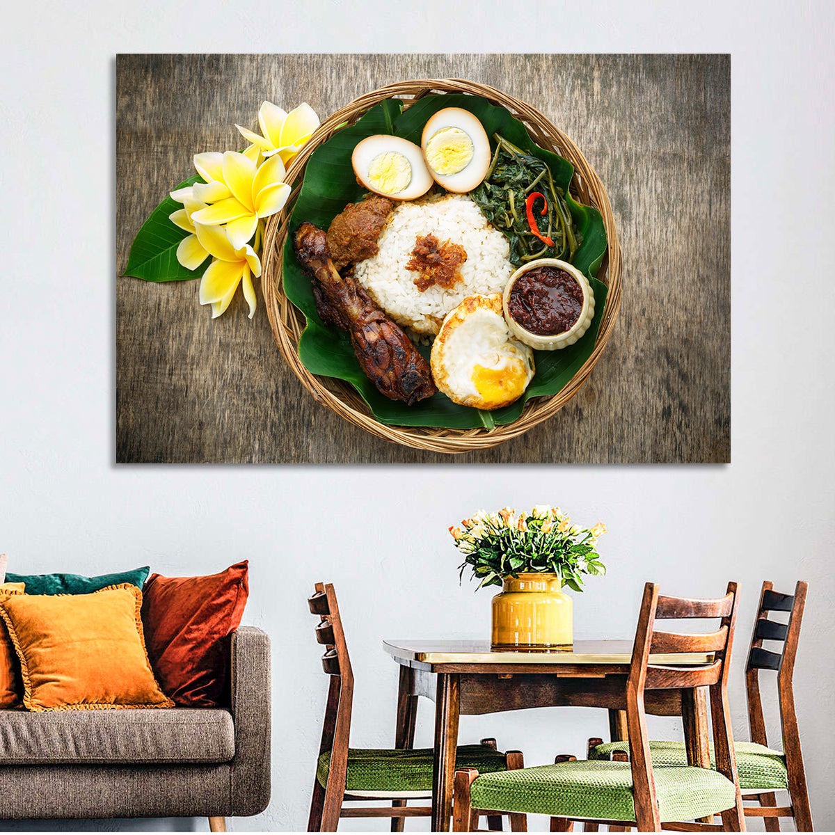 Nasi Campur in Woven Basket Wall Art