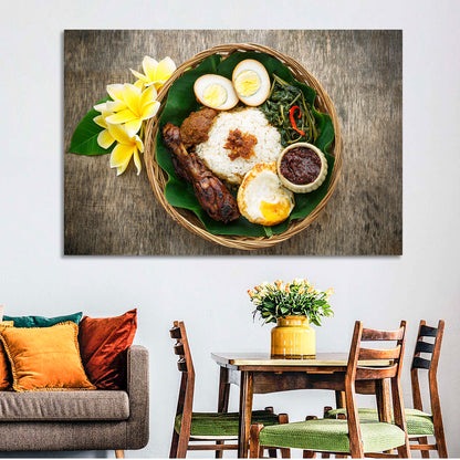 Nasi Campur in Woven Basket Wall Art