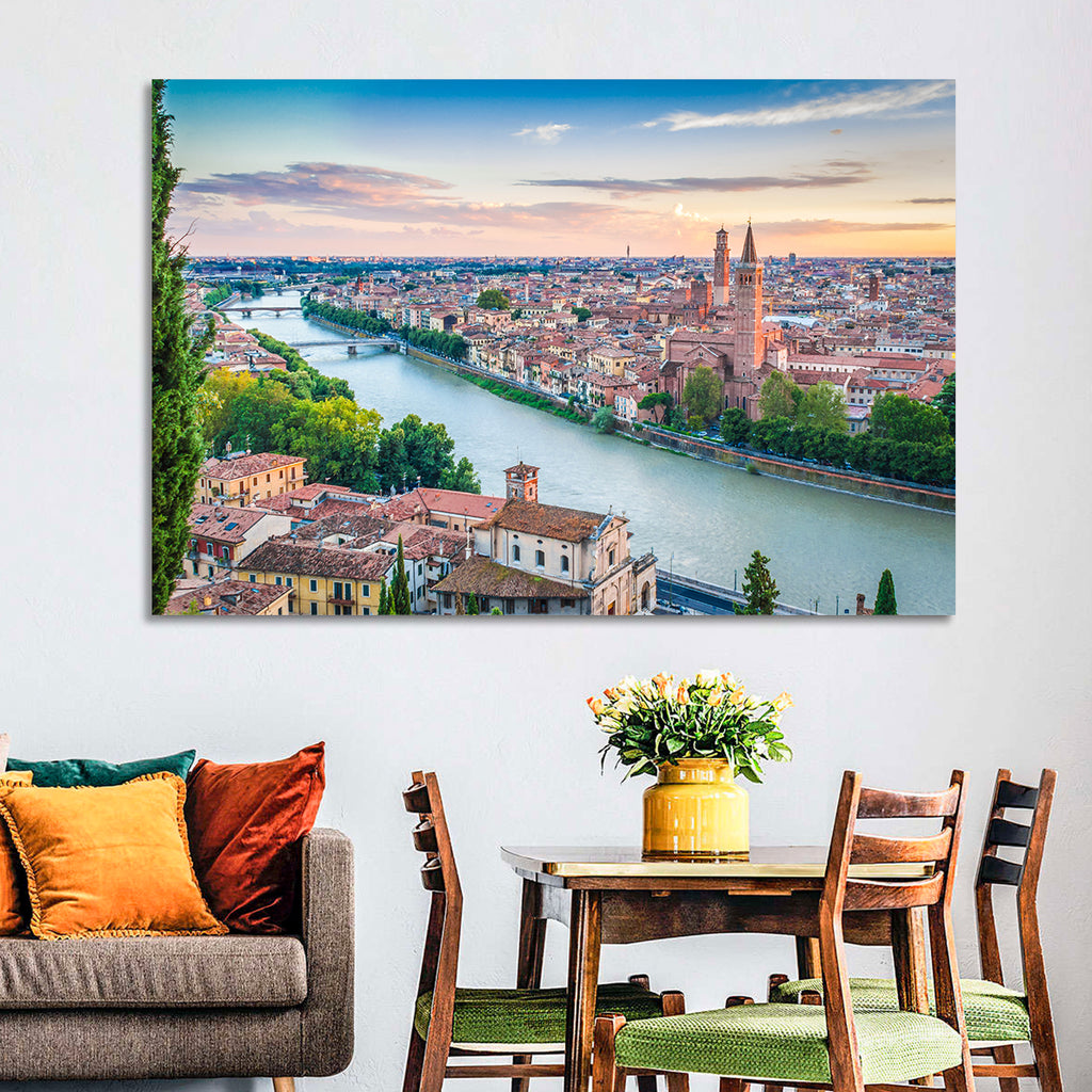 Verona Riverbend at Golden Hour Wall Art