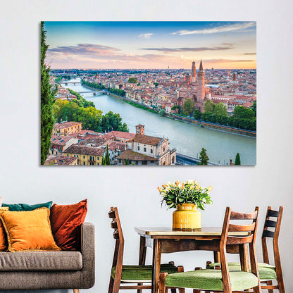 Verona Riverbend at Golden Hour Wall Art