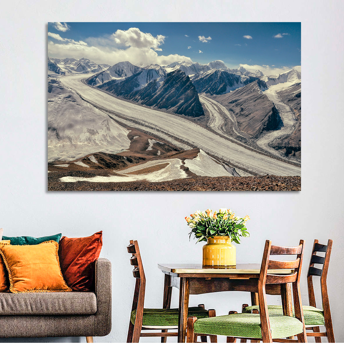 Fedchenko Glacier Vista Wall Art in a room, landscape