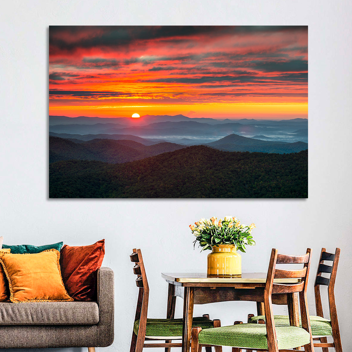Blue Ridge Sunrise Over Misty Ridges Wall Art