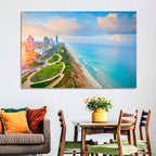Netanya Coastline at Golden Hour Wall Art